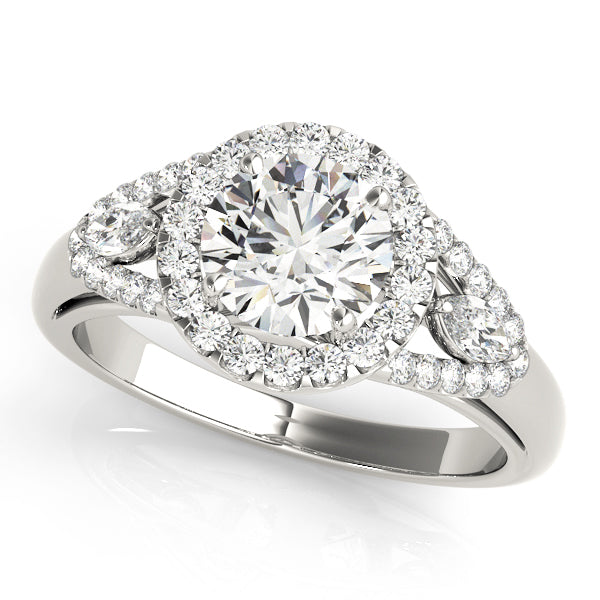 Elegant Halo Engagement Ring with 1.5 Carat Total Diamond Weight, SI1-SI2 G-H Quality