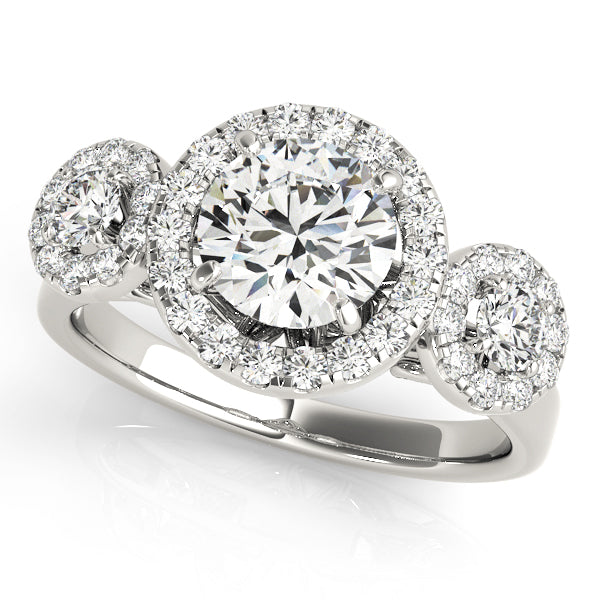 Halo Engagement Ring Semi-Mount with 1.58 Carat Total Diamond Weight, Round Brilliant Cut
