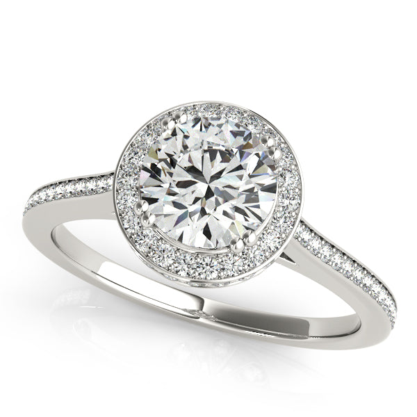 Elegant Halo Engagement Ring with 1.5 Carat Round Diamonds and 0.5 Carat Accents, 2 Carat Total W...