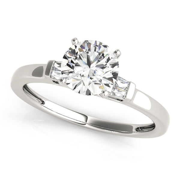Elegant Baguette Diamond Semi-Mount Engagement Ring with 1/8 Carat Total Weight