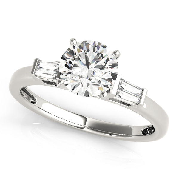 Baguette Diamond Semi-Mount Engagement Ring with 1/8 Carat Total Weight, Polished Finish