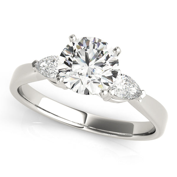 Three-Stone Pear-Shaped Diamond Engagement Ring Semi-Mount with 0.28 Carat Total Weight