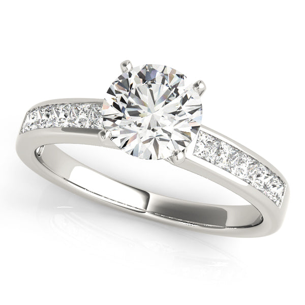 Princess Cut Diamond Engagement Ring Semi-Mount with 0.40 Carat Total Weight in G-H SI1-SI2 Quality