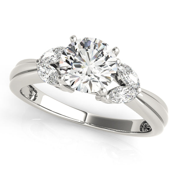 Elegant Marquise Diamond Semi-Mount Engagement Ring with 0.28 Carat Total Weight