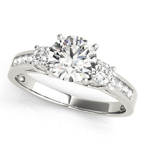 Three-Stone Round Diamond Engagement Ring Semi-Mount with 0.38 Carat Total Weight