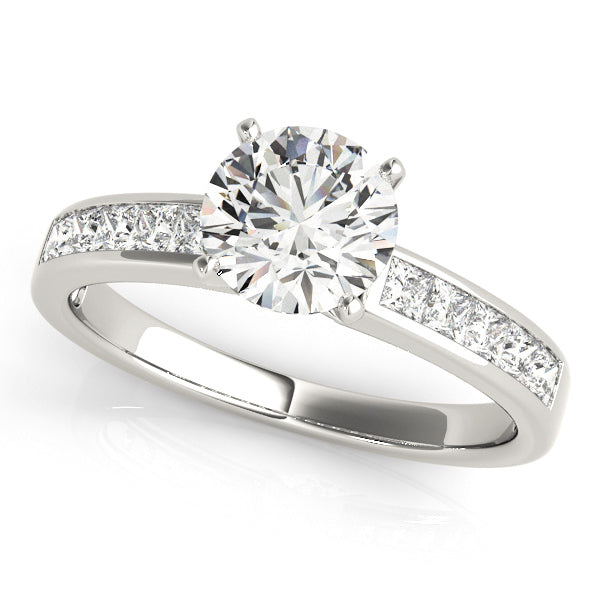 Princess-Cut Diamond Semi-Mount Engagement Ring with 1/2 Carat Total Weight, SI1-SI2 G-H Quality