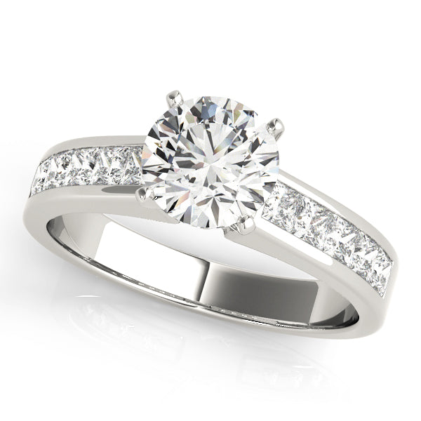 Princess Cut Diamond Semi-Mount Engagement Ring with 3/4 Carat Total Weight