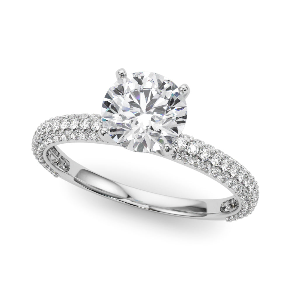 Elegant Pave Diamond Engagement Ring Semi-Mount with 1/2 Carat Total Weight