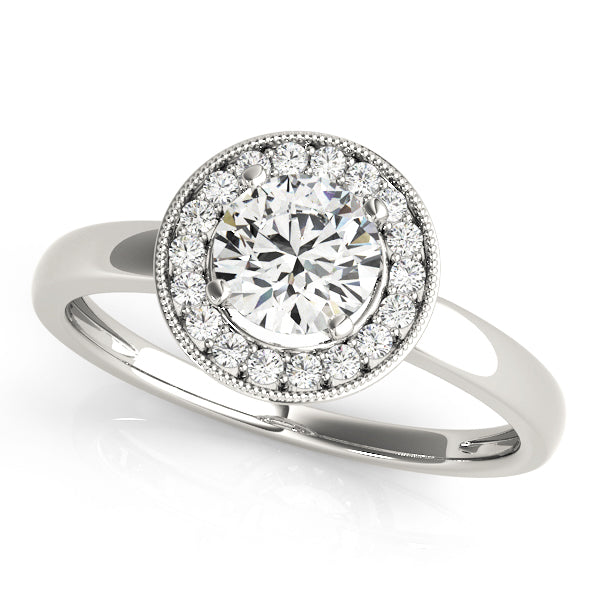 Elegant Halo Engagement Ring Semi-Mount with 0.096 Carat Diamond Accents