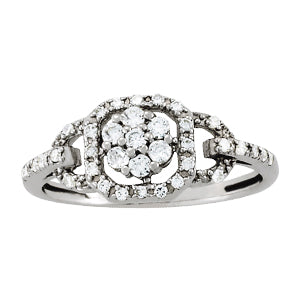 Elegant Diamond Cluster Ring with 0.33 Carat Total Weight in G-H SI1-SI2 Quality