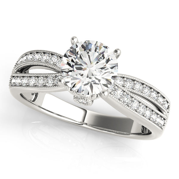 Elegant Multi-Row Diamond Engagement Ring Semi-Mount with 1.325 Carat Total Weight