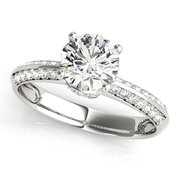 Elegant Pave Diamond Engagement Ring Semi-Mount with 1.39 Carat Total Weight