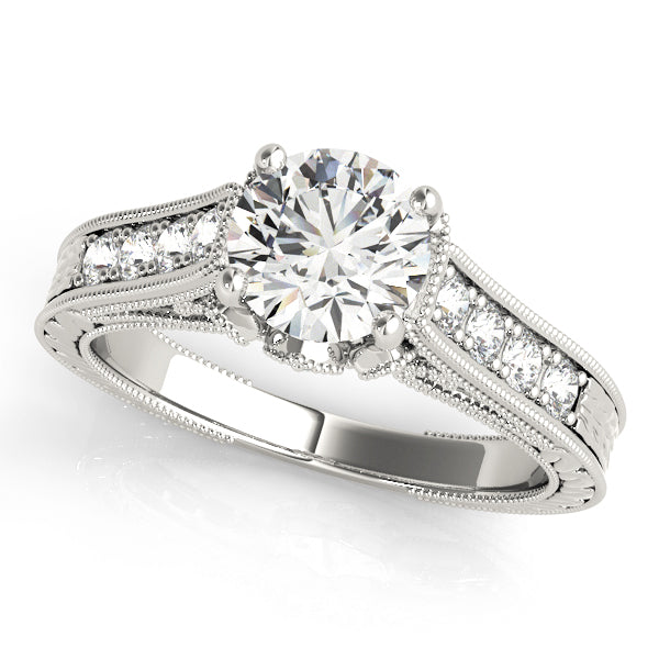 Elegant Single Row Prong Set Engagement Ring with 1.58 Carat Total Diamond Weight