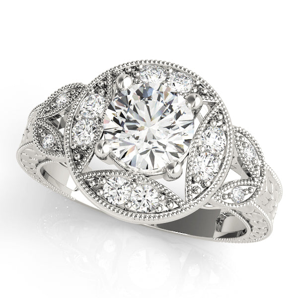 Antique-Style Diamond Engagement Ring Semi-Mount with 1.62 Carat Total Weight, SI1-SI2 G-H Quality