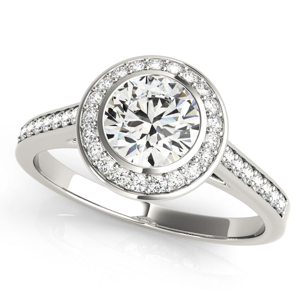 Elegant Halo Engagement Ring with 1.5 Carat Total Diamond Weight, SI1-SI2 G-H Quality