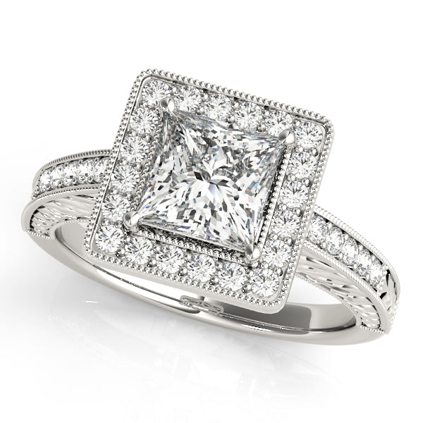 Elegant Halo Engagement Ring with 2 Carat Total Diamond Weight, SI1-SI2 G-H Quality