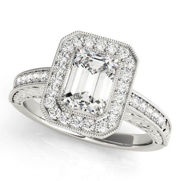 Halo Engagement Ring Semi-Mount with 0.32 Carat Total Diamond Weight, SI1-SI2 G-H Quality