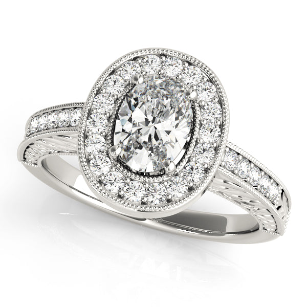 Elegant Halo Oval Engagement Ring Semi-Mount with 2.3 Carat Total Diamond Weight