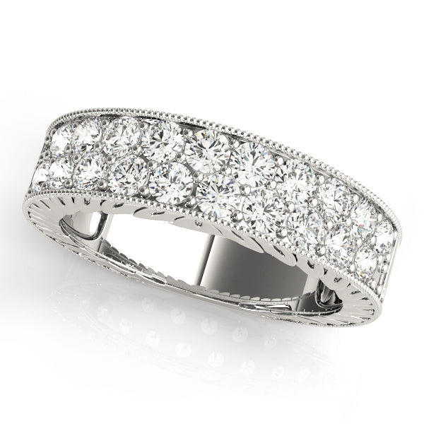 Three-Quarter Carat Total Weight Diamond Pave Wedding Band Ring in White Gold