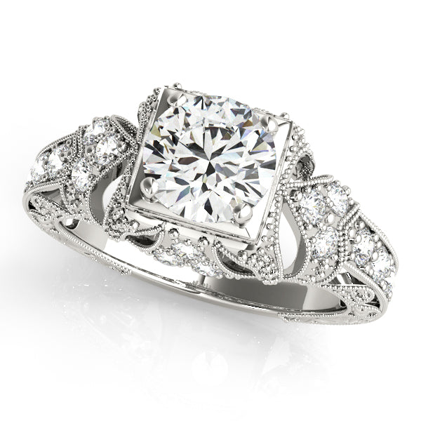 Antique-Style Engagement Ring Semi-Mount with 1.2 Carat Total Diamond Weight, SI1-SI2 G-H Quality