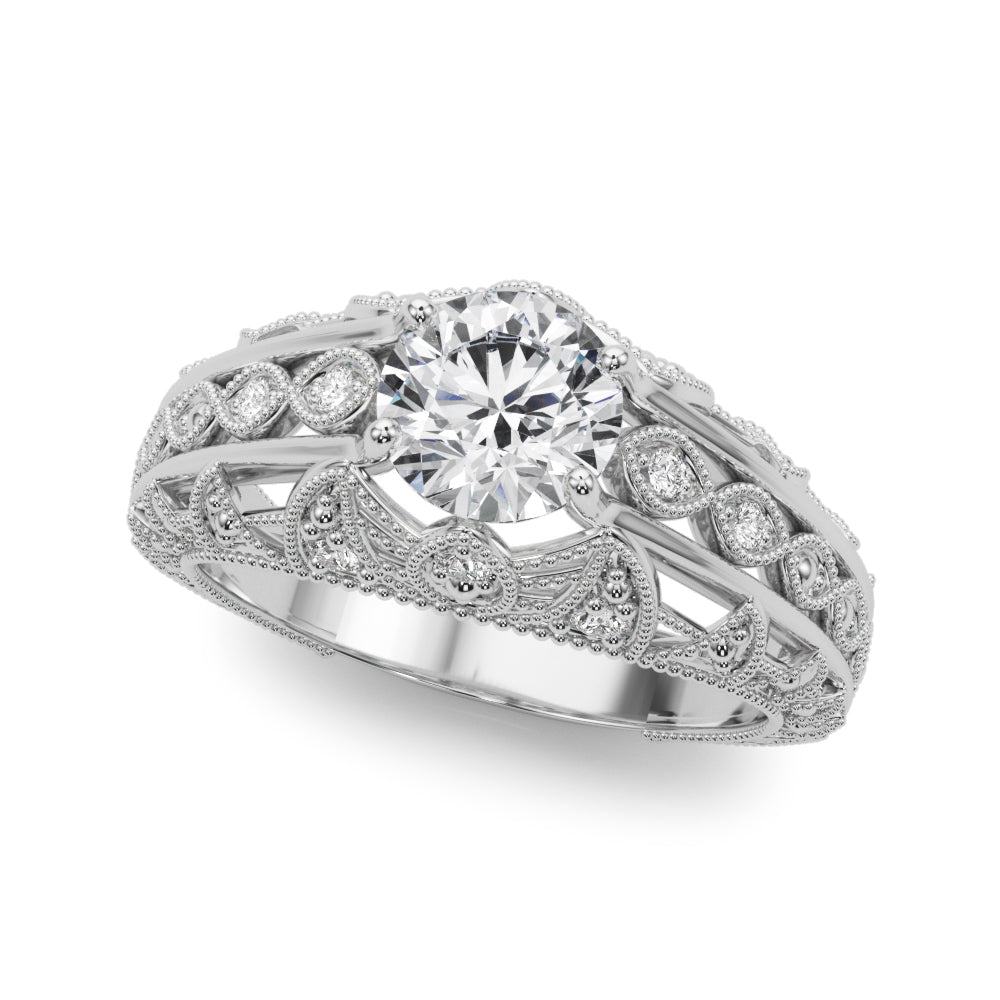 Antique-Inspired Diamond Engagement Ring Semi-Mount with 5/8 Carat Total Weight