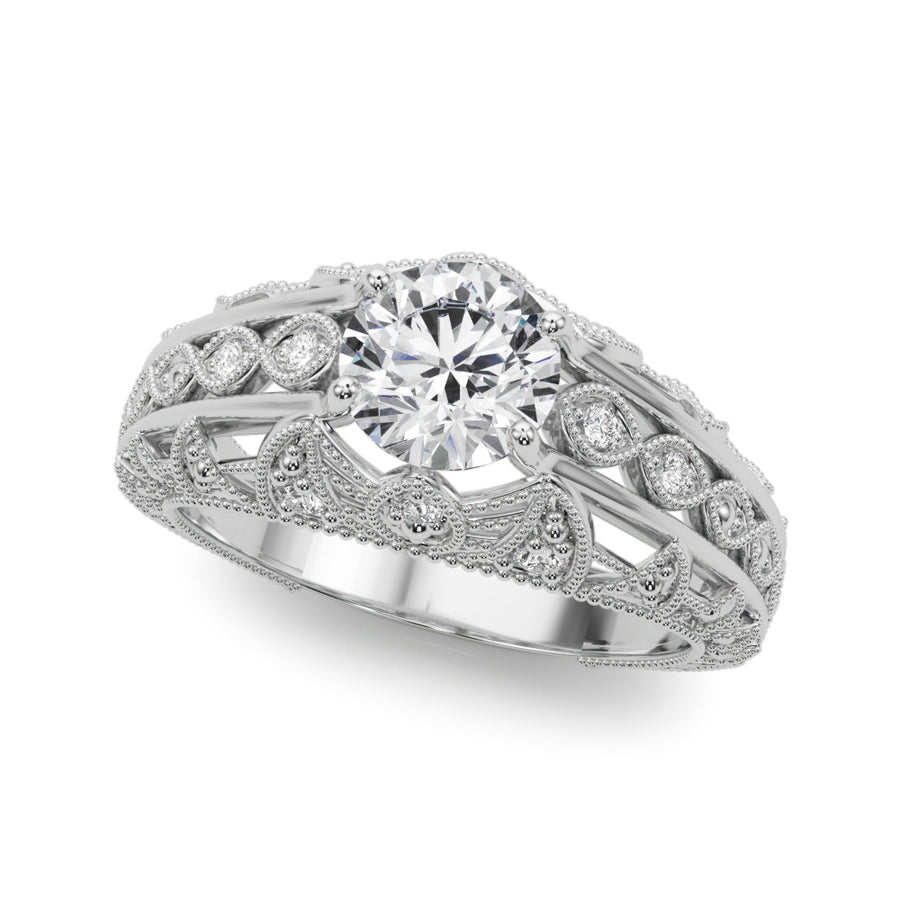 Antique-Inspired Diamond Engagement Ring Semi-Mount with 5/8 Carat Total Weight