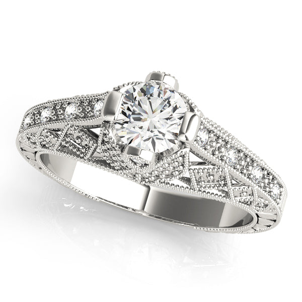 Antique-Inspired Diamond Engagement Ring Semi-Mount with 5/8 Carat Total Weight