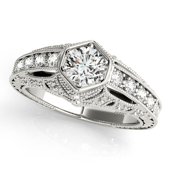 Antique-Inspired Diamond Engagement Ring Semi-Mount with 0.60 Carat Total Weight