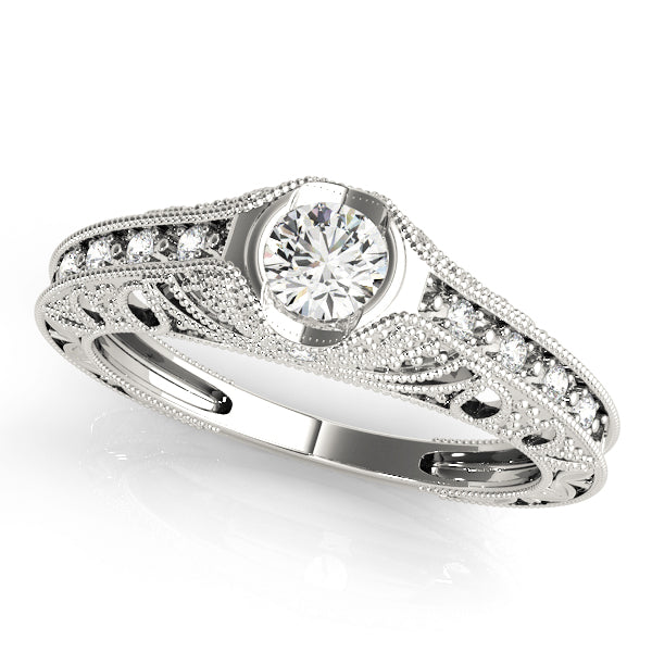 Antique-Style Diamond Engagement Ring Semi-Mount with 0.35 Carat Total Weight