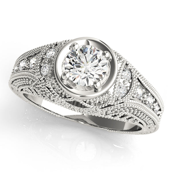 Antique-Inspired Diamond Engagement Ring Semi-Mount with 5/8 Carat Total Weight