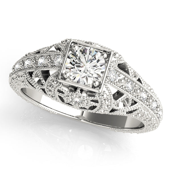 Antique-Style Engagement Ring Semi-Mount with 0.62 Carat Total Diamond Weight, G-H SI1-SI2