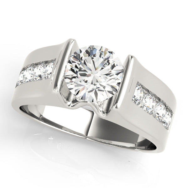 Elegant Single Row Channel Set Diamond Engagement Ring with 1 3/8 Carat Total Weight