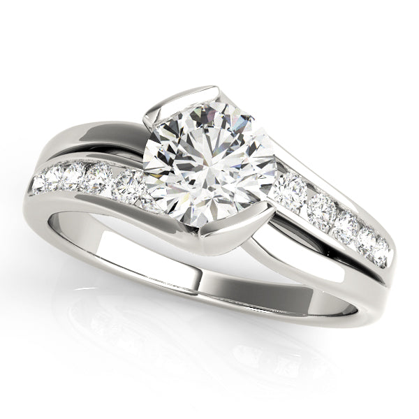 Elegant Bypass Engagement Ring with 1.25 Carat Total Diamond Weight, SI1-SI2 G-H Quality