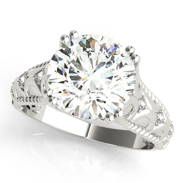 3.5 Carat Total Weight Round Diamond Semi-Mount Ring with Shank Design in SI1-SI2 G-H Quality