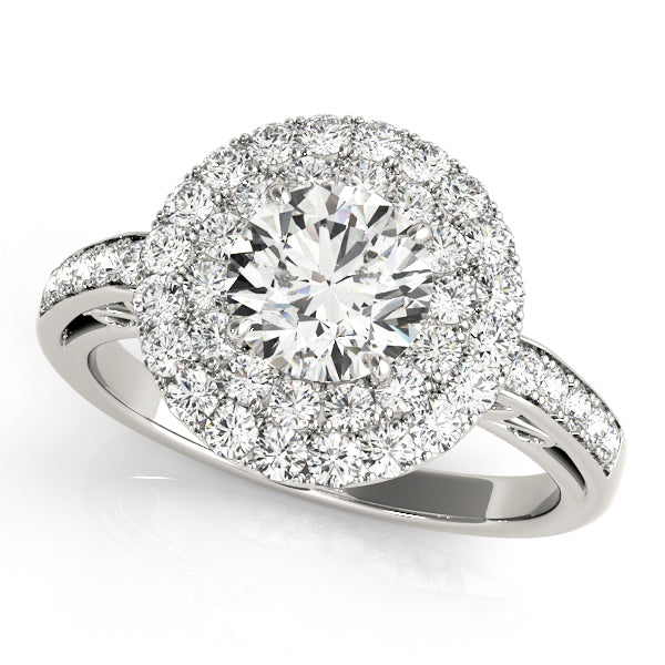 Halo Engagement Ring Semi-Mount with 2 Carat Total Diamond Weight, G-H SI1-SI2 Quality