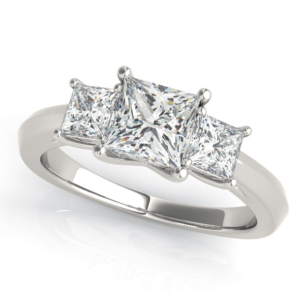 Elegant Three-Stone Princess Cut Diamond Ring with 1.25 Carat Total Weight, SI1-SI2 Clarity, G-H ...