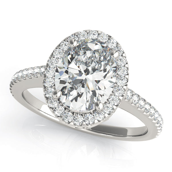 Elegant Oval Halo Diamond Ring with 0.345 Carat Total Weight in SI1-SI2 G-H Quality