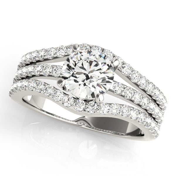 Elegant Multi-Row Diamond Engagement Ring Semi-Mount with 1.58 Carat Total Weight