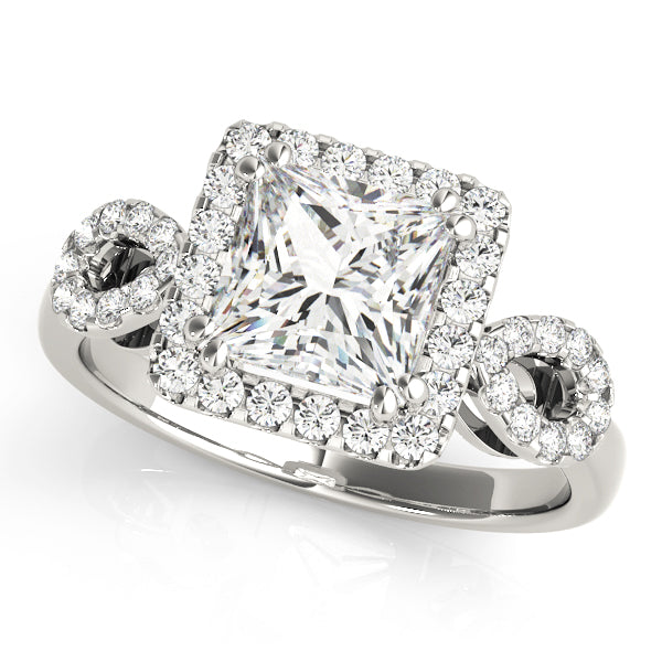 Elegant Halo Engagement Ring with 1.5 Carat Total Weight Diamonds, Semi-Mount Setting
