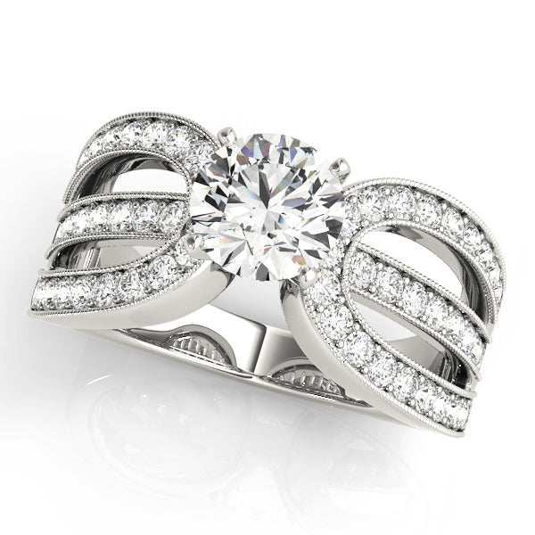 Elegant Multi-Row Diamond Engagement Ring Semi-Mount with 0.52 Carat Total Weight