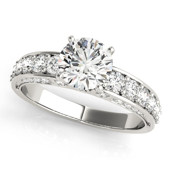 Elegant Multi-Row Diamond Engagement Ring Semi-Mount, 1/2 Carat Total Weight, SI1-SI2 G-H Quality