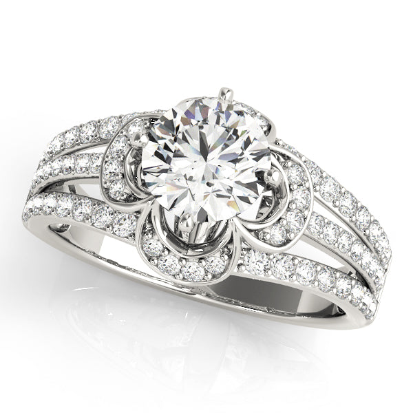 Elegant Multi-Row Diamond Engagement Ring Semi-Mount with 0.58 Carat Total Weight