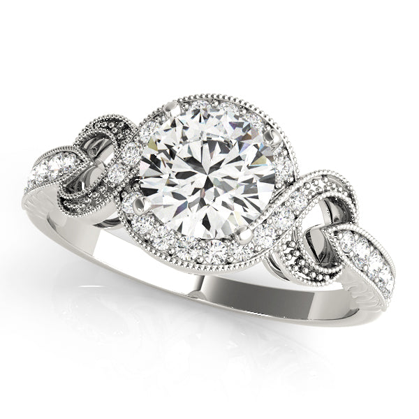 Halo Engagement Ring Semi-Mount with 0.26 Carat Total Diamond Weight, SI1-SI2 G-H Quality