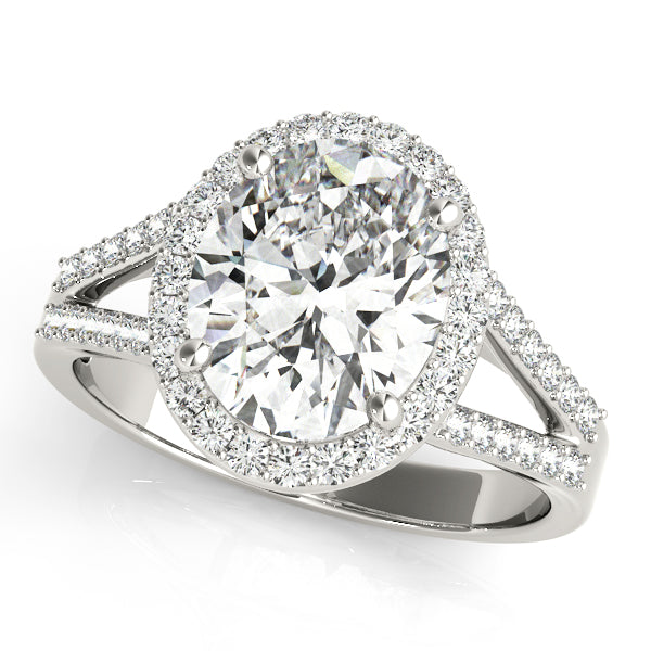 Semi-Mount Diamond Ring with 0.42 Carat Total Weight in SI1-SI2 G-H Quality Oval Stones