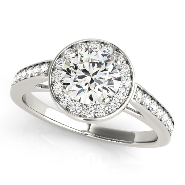 Elegant Halo Engagement Ring Semi-Mount with 1.37 Carat Total Diamond Weight