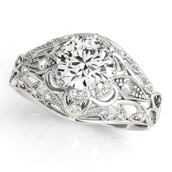 Halo Engagement Ring Semi-Mount with 0.19 Carat Total Diamond Weight, SI1-SI2 G-H Quality