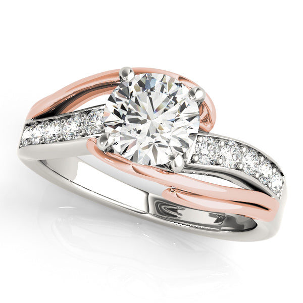 Elegant Bypass Engagement Ring Semi-Mount with 0.185 Carat Diamond Accents