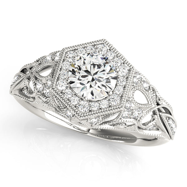 Halo Engagement Ring Semi-Mount with 1.34 Carat Total Diamond Weight, G-H SI1-SI2
