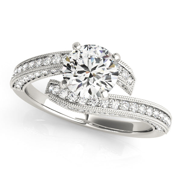 Elegant Bypass Engagement Ring Semi-Mount with 0.56 Carat Total Diamond Weight, SI1-SI2 G-H Quality