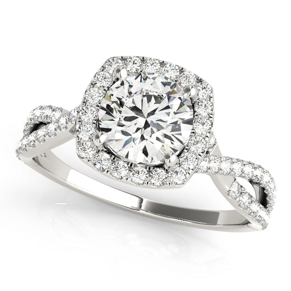 Elegant Halo Engagement Ring with 1.16 Carat Total Diamond Weight, Semi-Mount Setting